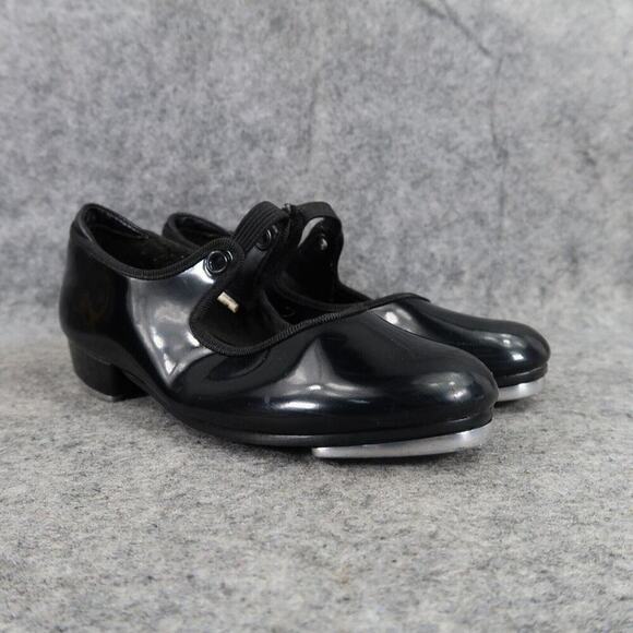 Danshuz Shoes Girls 11 Tap Dance Mary Jane Black Patent Slip On Star Tone Kids - Picture 2 of 16